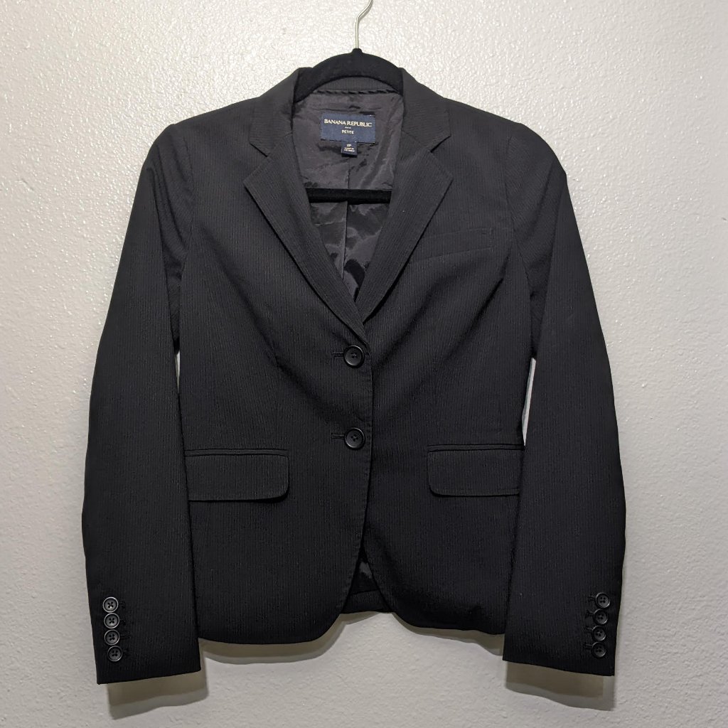 Banana Republic Factory Black Pinstripe Blazer